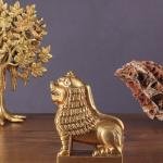 Brass Tibetan Snow Lion Showpiece - Symbol of Strength and Protection